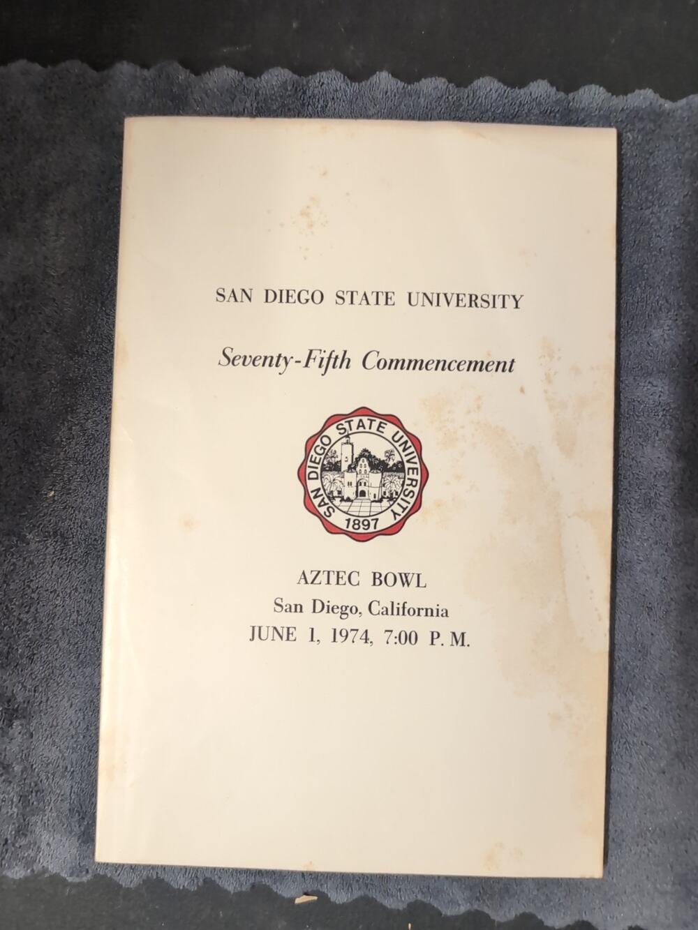 SDSU 1974 Commencement Program Booklet 75th Graduation Ceremony San Diego State